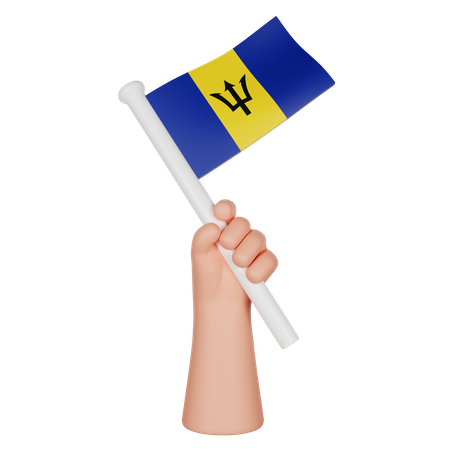 Hand Holding A Flag Of Barbados  3D Icon