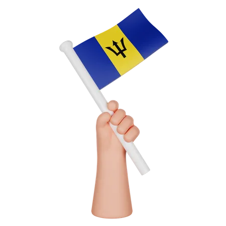 Hand Holding A Flag Of Barbados  3D Icon