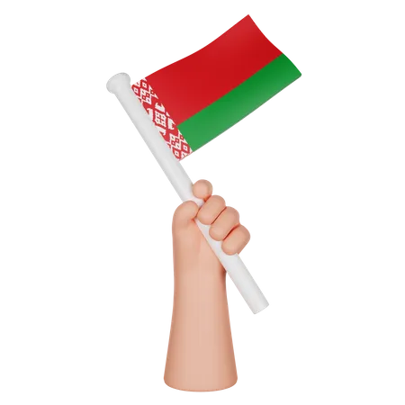 Hand Holding a Flag of Belarus  3D Icon
