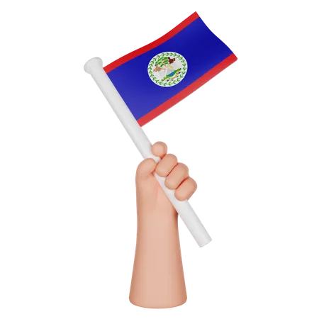 Hand Holding A Flag Of Belize  3D Icon