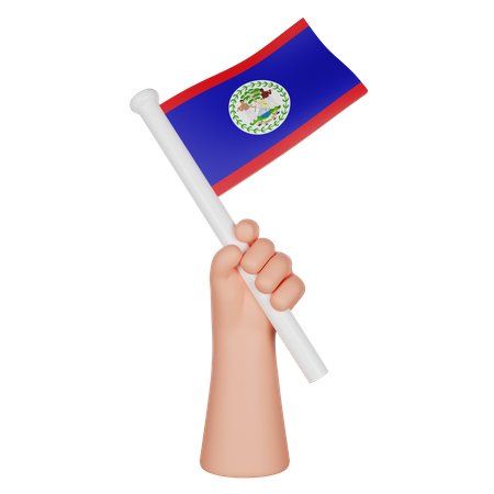 Hand Holding A Flag Of Belize  3D Icon