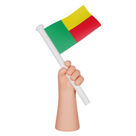 Hand Holding A Flag Of Benin  3D Icon