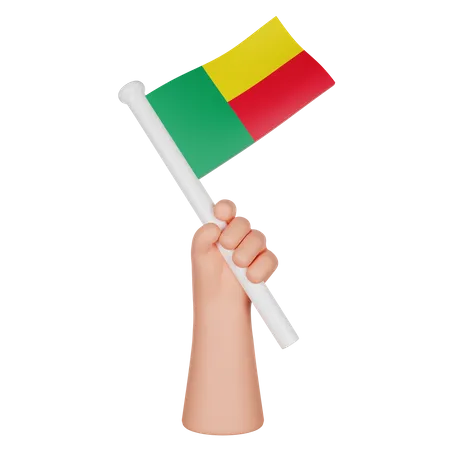 Hand Holding A Flag Of Benin  3D Icon