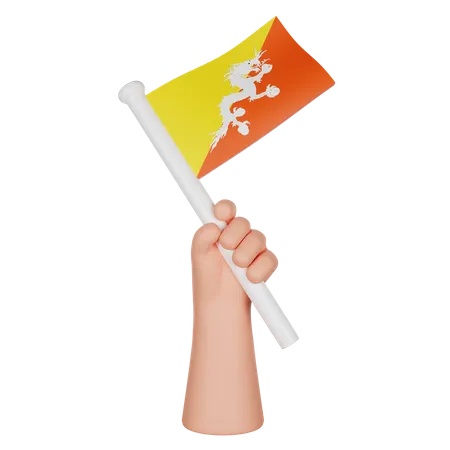 Hand Holding a Flag of Bhutan  3D Icon