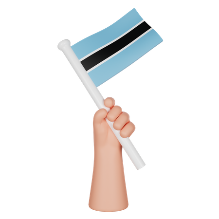 Hand Holding A Flag Of Botswana  3D Icon