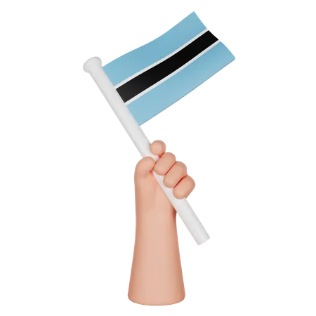 Hand Holding A Flag Of Botswana  3D Icon