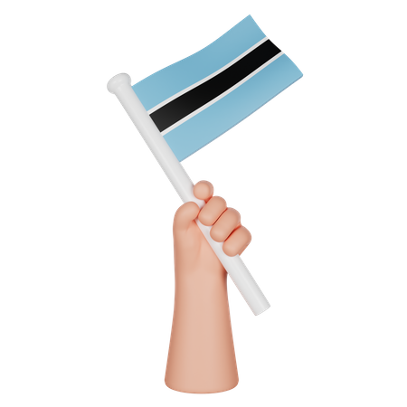 Hand Holding A Flag Of Botswana 3D Icon