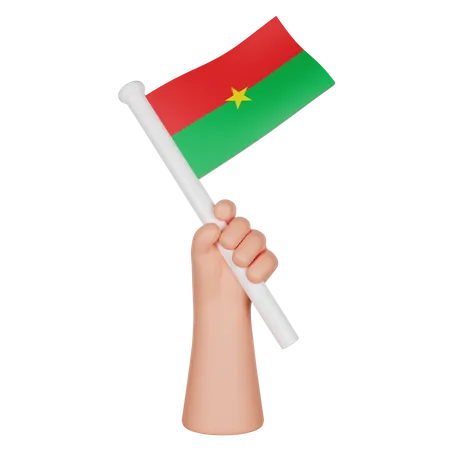 Hand Holding A Flag Of Burkina Faso  3D Icon