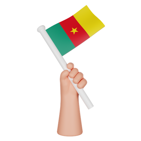 Hand Holding A Flag Of Cameroon  3D Icon