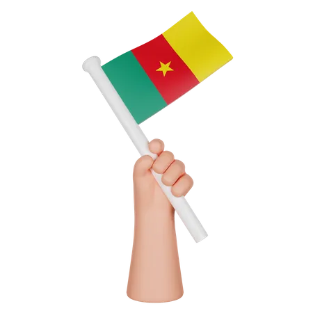 Hand Holding A Flag Of Cameroon  3D Icon