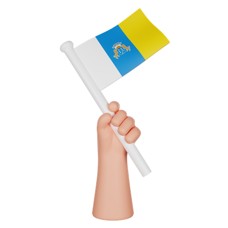 Hand Holding A Flag Of Canary Islands  3D Icon