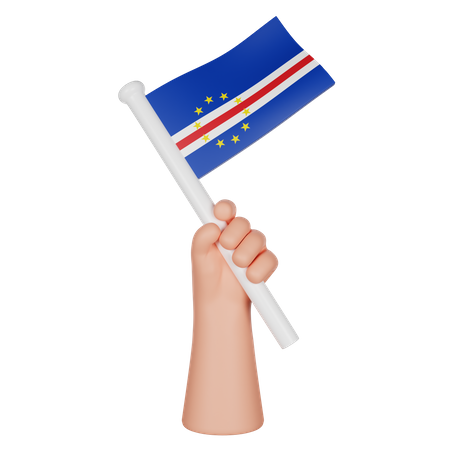 Hand Holding A Flag Of Cape Verde  3D Icon