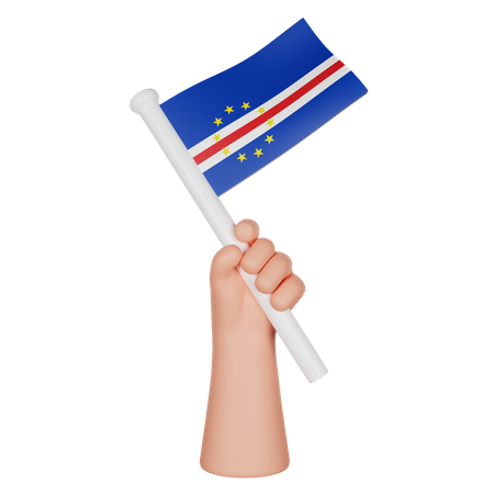 Hand Holding A Flag Of Cape Verde  3D Icon