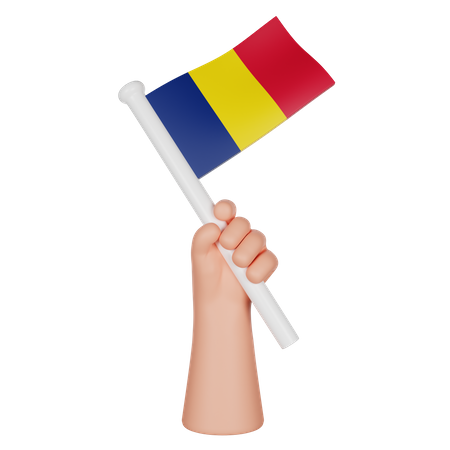 Hand Holding A Flag Of Chad  3D Icon