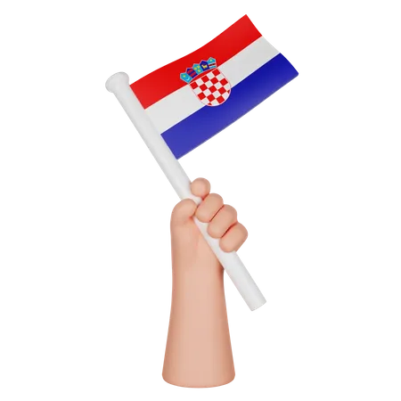 Hand Holding a Flag of Croatia  3D Icon