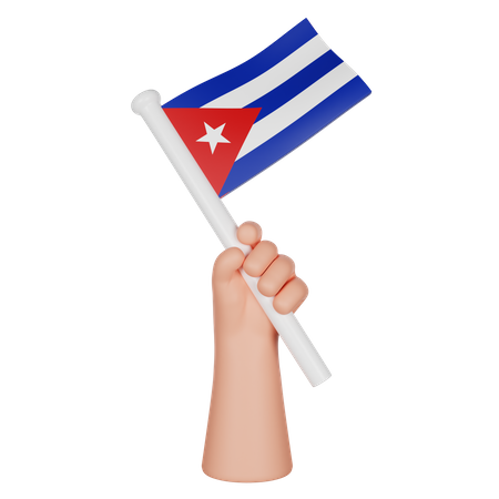 Hand Holding A Flag Of Cuba  3D Icon