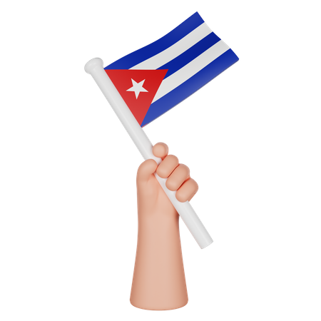 Hand Holding A Flag Of Cuba  3D Icon