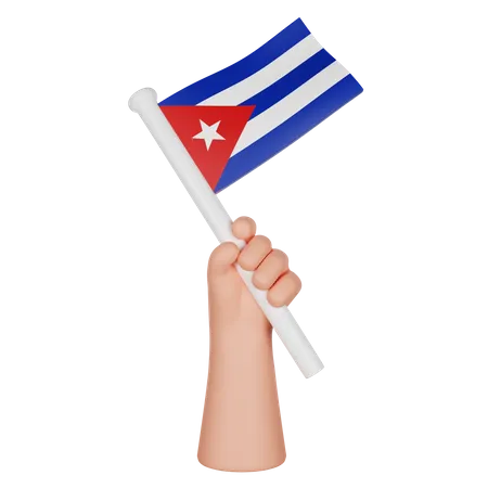Hand Holding A Flag Of Cuba  3D Icon