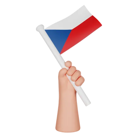 Hand Holding a Flag of Czech Republic  3D Icon