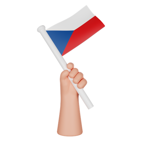 Hand Holding a Flag of Czech Republic  3D Icon