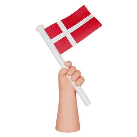Hand Holding a Flag of Denmark  3D Icon