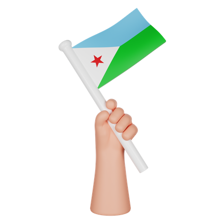 Hand Holding A Flag Of Djibouti  3D Icon