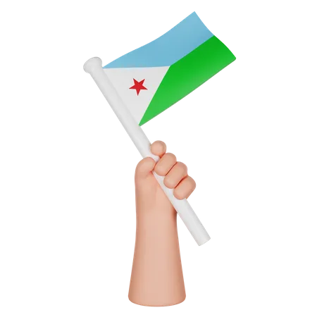 Hand Holding A Flag Of Djibouti  3D Icon