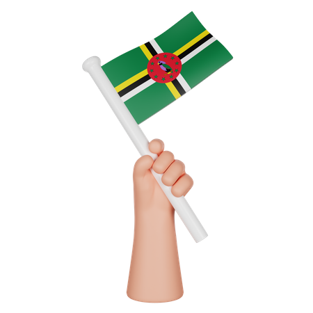 Hand Holding A Flag Of Dominica  3D Icon