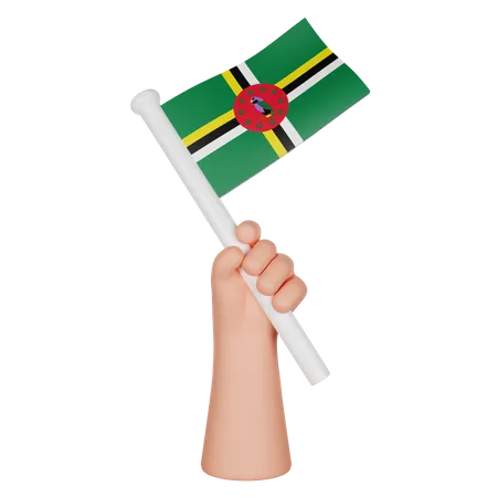 Hand Holding A Flag Of Dominica  3D Icon
