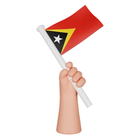 Hand Holding a Flag of East Timor  3D Icon