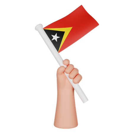 Hand Holding a Flag of East Timor  3D Icon