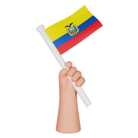 Hand Holding A Flag Of Ecuador  3D Icon