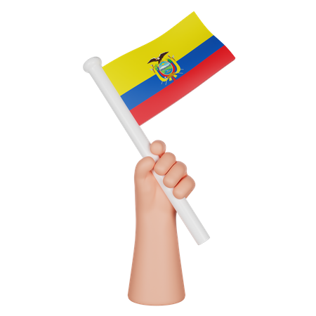 Hand Holding A Flag Of Ecuador 3D Icon