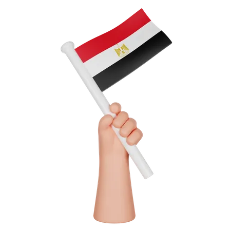 Hand Holding A Flag Of Egypt  3D Icon