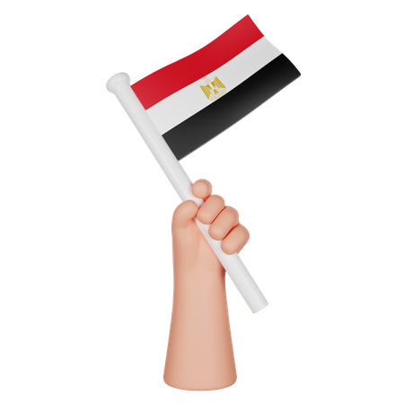 Hand Holding A Flag Of Egypt  3D Icon