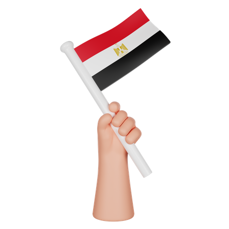 Hand Holding A Flag Of Egypt  3D Icon