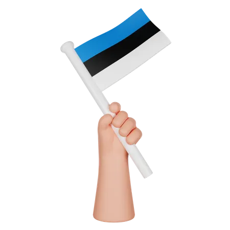 Hand Holding a Flag of Estonia  3D Icon