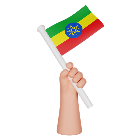 Hand Holding A Flag Of Ethiopia  3D Icon