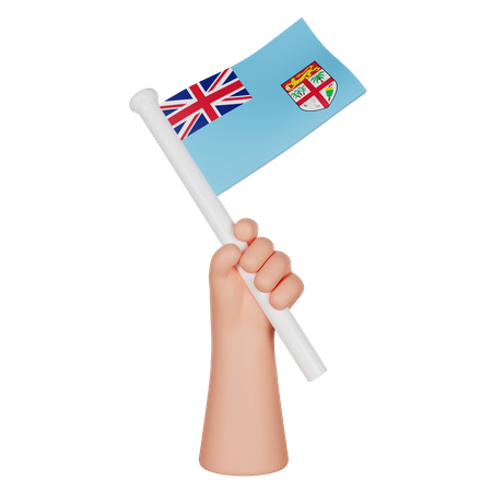 Hand Holding a Flag of Fiji  3D Icon
