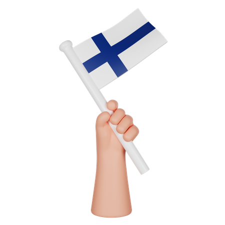 Hand Holding a Flag of Finland  3D Icon
