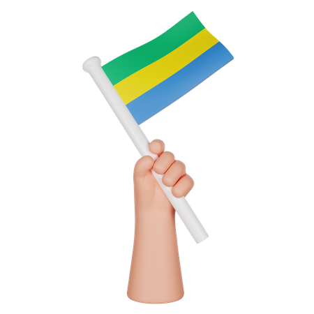 Hand Holding A Flag Of Gabon  3D Icon