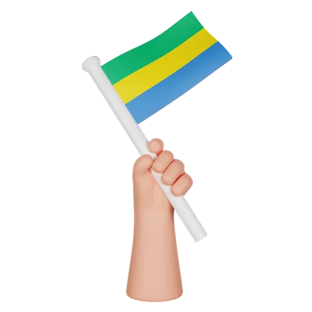Hand Holding A Flag Of Gabon  3D Icon