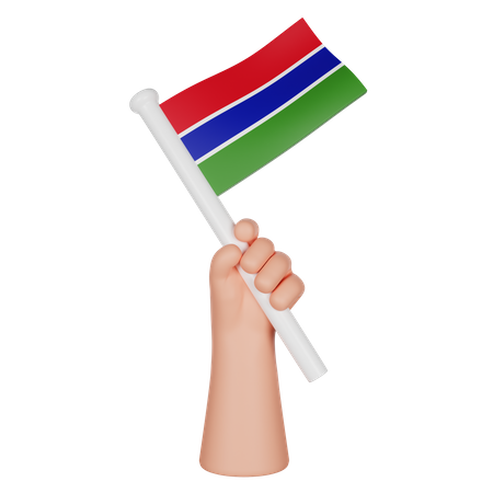 Hand Holding A Flag Of Gambia  3D Icon