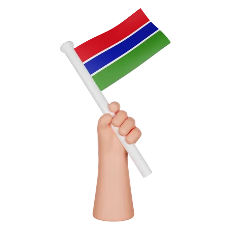 Hand Holding A Flag Of Gambia  3D Icon