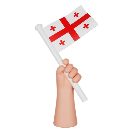 Hand Holding a Flag of Georgia  3D Icon