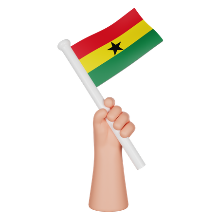 Hand Holding A Flag Of Ghana  3D Icon