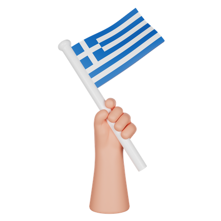 Hand Holding a Flag of Greece  3D Icon