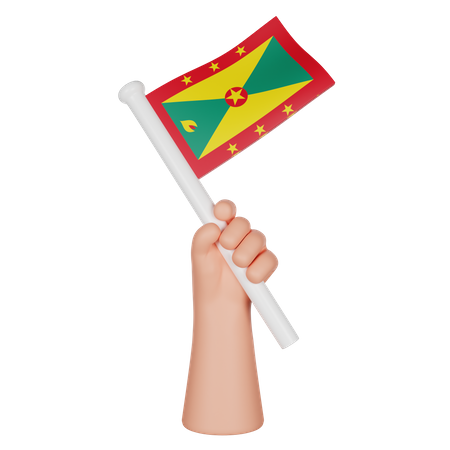 Hand Holding A Flag Of Grenada  3D Icon