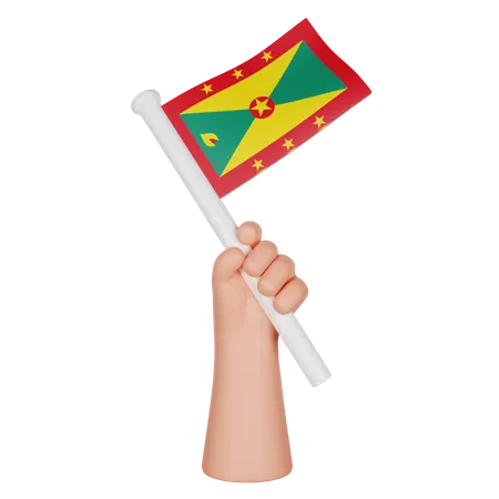Hand Holding A Flag Of Grenada  3D Icon