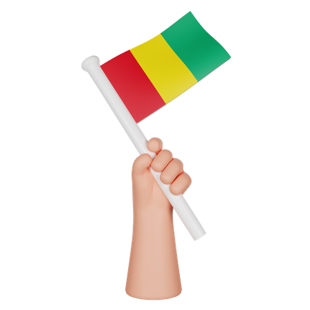 Hand Holding A Flag Of Guinea  3D Icon